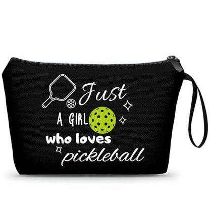 Pickleball Gifts for Women Teen Girl Daughter, Black Cosmetic Makeup Bag - color: pickleball53-black