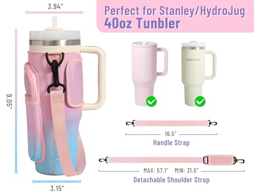 DLOCCOLD Water Bottle Carrier Bag with Phone Pocket for 40 oz Tumbler, Water Bottle Holder with Adjustable Shoulder & Handheld Strap, Carrier Sling Bag for Water Bottle Walking Camping Travelling - color: Purple Ripple