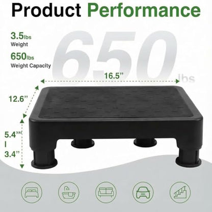 COOL-ANGLE Adjustable 4 Heights Step Stool, 6-Leg Stability, Black - color: A3:black, size: 3.4-5.4 inch High