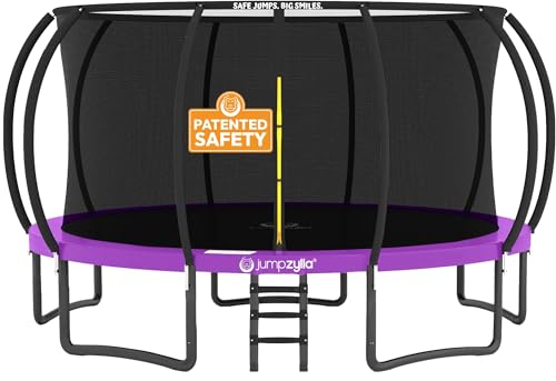 Jumpzylla Outdoor Trampoline with Net for Kids 8FT 10FT 12FT 14FT 15FT 16FT - color: Purple, size: 16FT