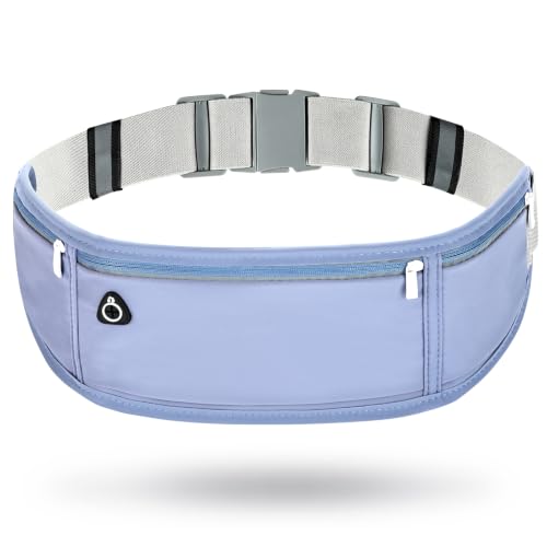 Slim Running Belt Fanny Pack for Men and Women – No-Bounce Waist Pack for Phone, Fits iPhone 17 Pro Max, Sweatproof 3-Pocket Pouch for Runners, Gym, Hiking (Dark blue) - color: Dark Blue