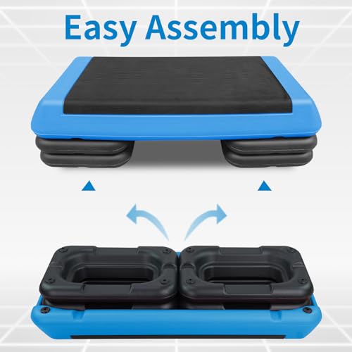 Adjustable Aerobic Stepper Workout Step with 4 Risers Fitness & Exercise Platform Trainer