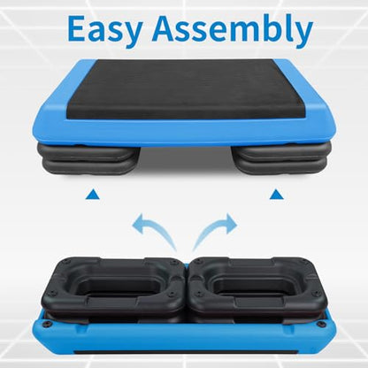 Adjustable Aerobic Stepper Workout Step with 4 Risers Fitness & Exercise Platform Trainer