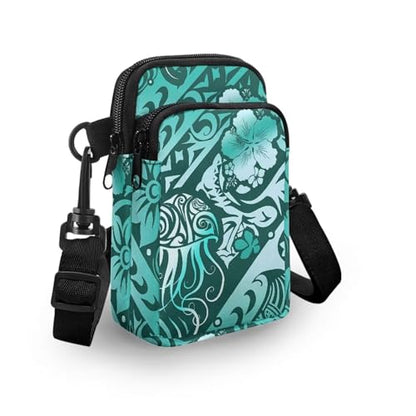 Hawaiian Tribal Small Crossbody Bags for Women Cell Phone Bag Purse, Sea Turtle Zipper Sling Purses Shoulder Bag - color: Hawaiian Tribal Symbol Jellyfish