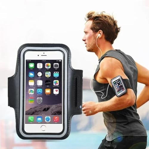 High Sensitive Touch Screen Sports Armband Breathable with Key Pocket for iPhone 17-12 Pro Max for Android Gym Jogging Daily Use (Dark Blue) - color: Dark blue