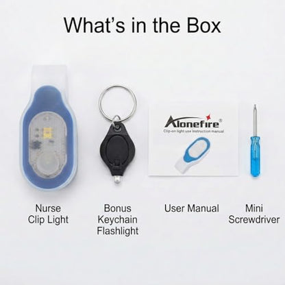 ALONEFIRE LED Flashlights Clip on Flashlight Night Safely Nursing Night Light Hands Free Strong Magnetic to Grip Clothing with a Keychain Flashlight for Walking Running Sports Outdoor Emergency - color: Blue