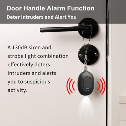 3-in-1 Personal Security Set – 130dB Personal Safety Alarm, Door Handle Alarm & LED Flashlight, Maximum Strength Pepper Spray Gel, Flip-Top Safety Cap, Adjustable Hand Strap for Runners - color: Black/Black, style: 40ML