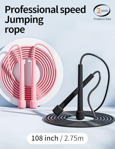 2PCS Jump Rope for Fitness - color: black and pink
