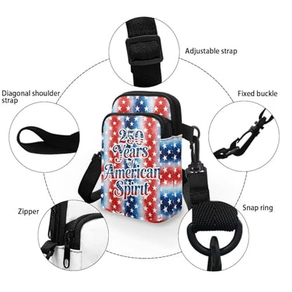 Hawaiian Tribal Small Crossbody Bags for Women Cell Phone Bag Purse, Sea Turtle Zipper Sling Purses Shoulder Bag - color: 250th Anniversary Usa