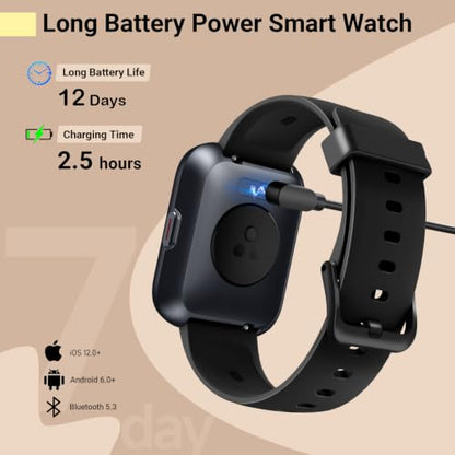 Smartwatch for Women/Men, Compatible with Android & iPhone, 1.8'' Fitness Tracker Watch with Alexa, Call & Notification Alerts, Heart Rate & Sleep Monitor, 120 Sports Modes, Waterproof Smart Watch - color: Galaxy Black