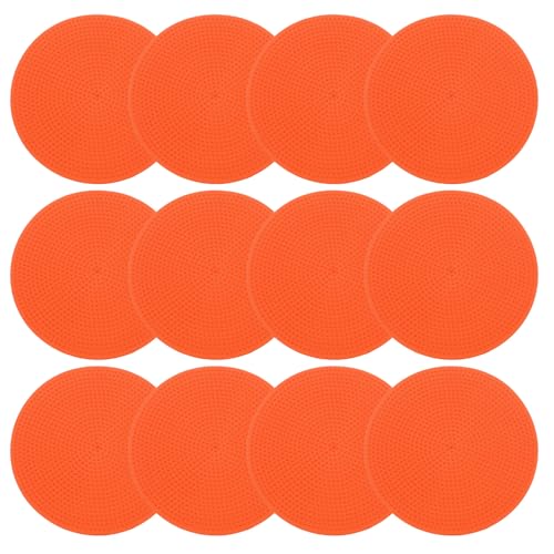 PATIKIL Poly Spot Markers, Rubber Floor Dots with Storage Bag Flat Agility Cones for Sports Training - color: Orange, size: 4 Inch