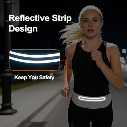 Slim Running Belt for Women Men,Phone Holder Waist Pack,Runners Fanny Pack - color: Light Gray