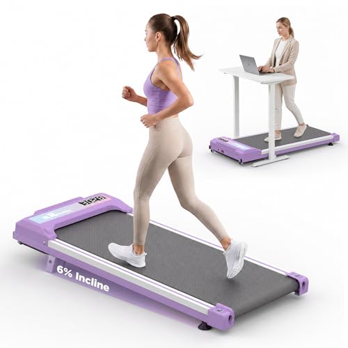 FYC Walking Pad with Incline for Home & Office - Under Desk Walking Pad Treadmill, Portable Walking Machine with Remote Control, LED Display, 300LBS Capacity, 2.5HP Quiet Motor - color: purple