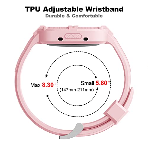 Compatible for Fitbit Versa 4/ Fitbit Sense 2 Bands Rugged Protective Case with TPU Sport Band Wristbands, Military Shockproof Bumper Case for Men Women, Pink - color: Pink