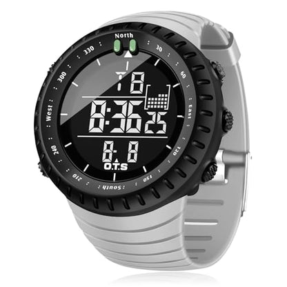 PALADA Men's Digital Sports Watch Waterproof Tactical Watch with LED Backlight Watches for Men - color: Grey White