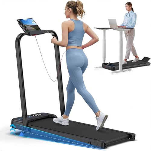 Cardirun Walking Pad with Incline and Stable Handle Bar, Foldable Treadmill - color: BLACK