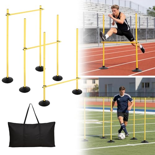 Neoaider 2-in-1 Adjustable Agility Hurdles & Training Poles, Set of 3/6