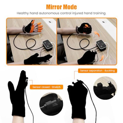 Rehabilitation Robot Gloves Finger Exerciser Stroke Hand Function Left - color: L-black, size: 2X-Large
