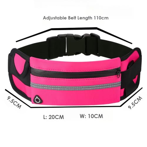 Reflective Running Waist Bag with Adjustable Belt & Zipper Pocket – Durable, Sleek Design for Running, Jogging, Cycling & Fitness ROSE RED