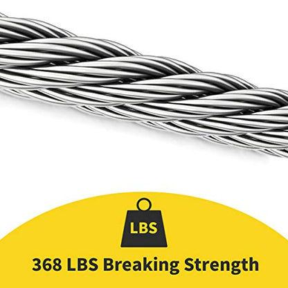 1/16 Wire Rope, 200FT 304 Stainless Steel Cable with 100Pcs Crimp Sleeves, Aircraft Grade, 7x7 Strand, 368lbs Breaking Strength, for Garden Trellis, Clothesline, Railing,Trellis - size: 200 ft