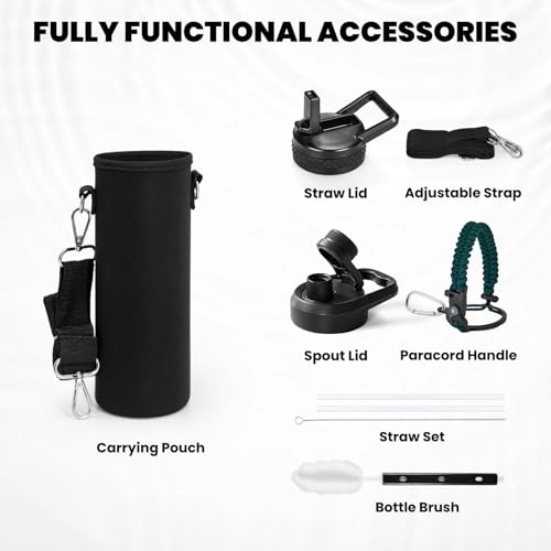 RAYMYLO Insulated Water Bottle 20 oz, Triple Wall Vacuum Stainless Steel - color: Dark Green, size: 20 Ounces