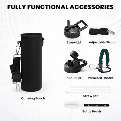 RAYMYLO Insulated Water Bottle 20 oz, Triple Wall Vacuum Stainless Steel - color: Dark Green, size: 20 Ounces
