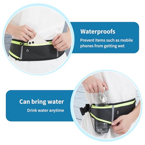 UltraSlim Fanny Packs for Women Men Slim Running Belt Waist Pack Runners Bag Waterproof Money Belt (1186, All Black) - color: All Black, style: 1186