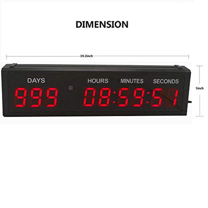 LED Countdown Clock Safety Event Timer with Remote and Buttons for 1.8'' 9 Digits - color: Red