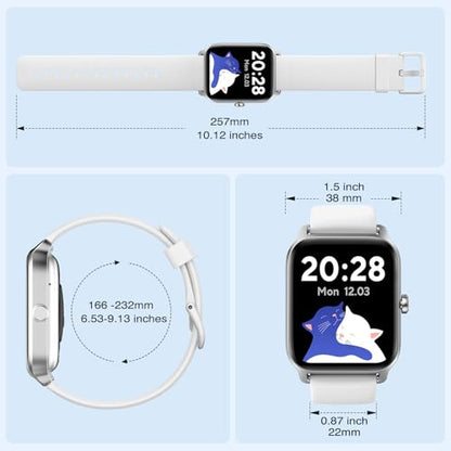 Fitpolo Smart Watch for Men Women with Bluetooth Call, Alexa Built-in 1.8" Blood Oxygen Heart Rate Sleep Fitness Watch, 100 Sports Modes Smartwatch, Activity Tracker for Android iOS Phone - color: White