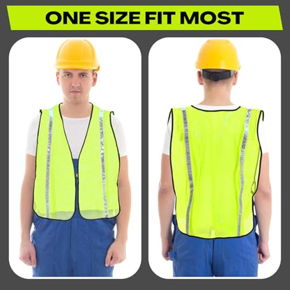 Jecery 20 Packs High Visibility Vest Safety Reflective Hi Visibility Mesh Vest Lightweight Neon Universal Size for Men Work Outdoor (L) - size: Large