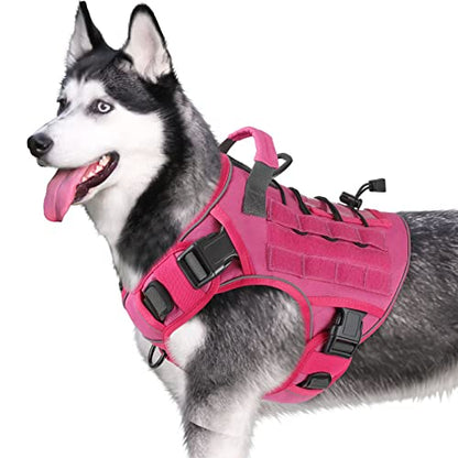 WINGOIN Pink Tactical Dog Harness for Small Dogs,No Pull Dog Harness - color: Pink, size: Small: 15-30 lbs (Chest:20-26",Neck:15-18")