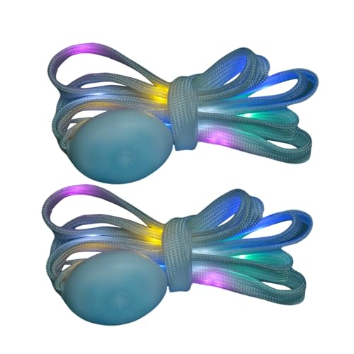 Lystaii LED Light Waterproof Shoelaces Battery Powered Flash RGB Colorful - color: Multicolour