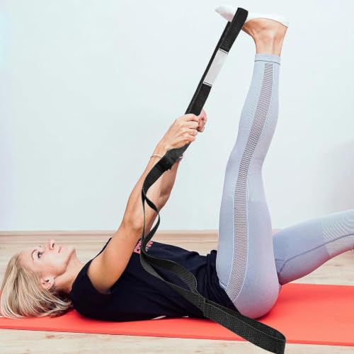 Stretching Strap with 10 Loops Non-Elastic Yoga Strap for Physical Therapy Pilates Dance Gymnastics Stretch Band for Daily Flexibility Routine at Home Gym Travel Includes Exercise Guide