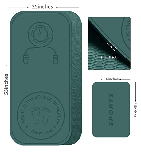 Jump Rope Mat Shockproof Exercise Skipping Mat All-Purpose Extra Thick High Density Anti-Tear Exercise Yoga Mat, Non Slip for Indoor and Outdoor - color: Green