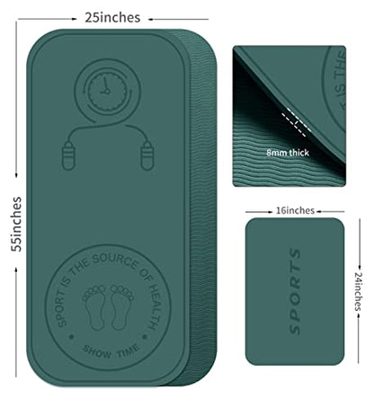 Jump Rope Mat Shockproof Exercise Skipping Mat All-Purpose Extra Thick High Density Anti-Tear Exercise Yoga Mat, Non Slip for Indoor and Outdoor - color: Green