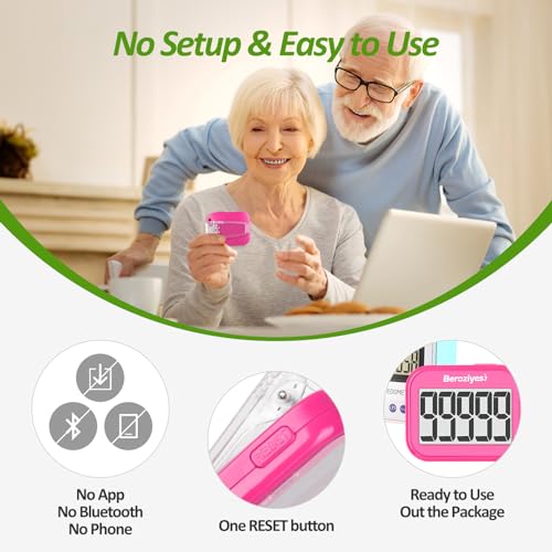 3D Pedometer for Walking, Simple Step Counter for Walking - color: pink
