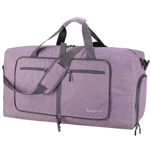 Woogwin Travel Duffel Bag Large Foldable Waterproof Overnight Bag for Beach Swim Bags Pool Sports Gym - color: 60L SnowPurple