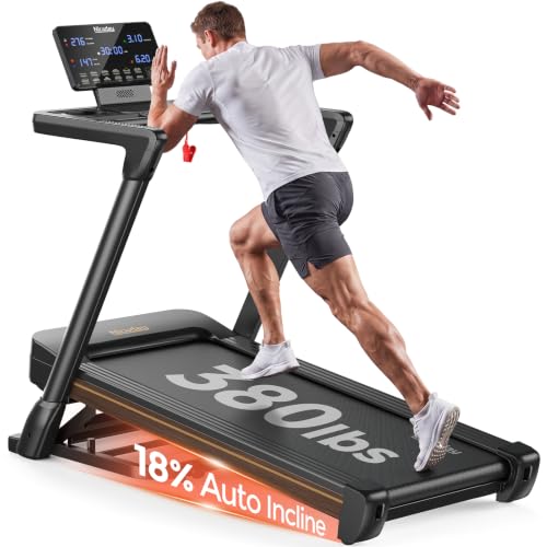 Niceday TM2 Incline Treadmill with 18% Auto Incline, Wide Belt Foldable Running Treadmills with Handles for Home 380 lb Capacity, 0.6-8.7MPH Indoor Running Machine for Home Gym, 3.0HP Quiet Brushless