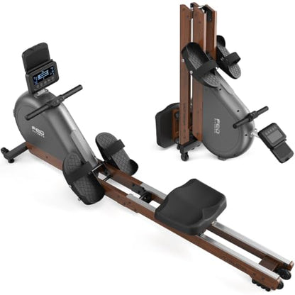 YOSUDA Wooden Rowing Machine for Home, Foldable Magnetic Rower