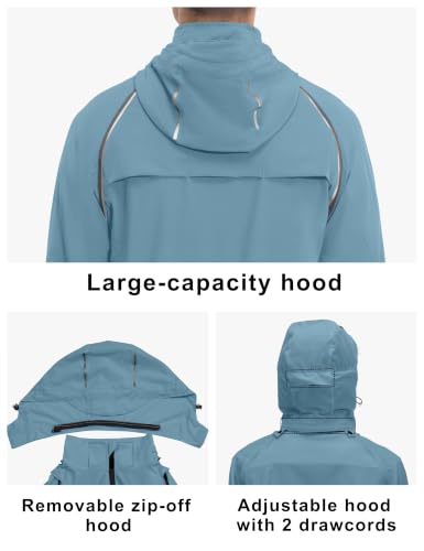 Little Donkey Andy Mens Packable Cycling Jacket Removable Sleeves & Hood - color: Detachable Hood-blue, size: XX-Large