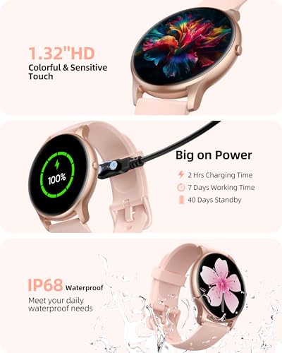 Parsonver Smart Watch for Women(Answer/Make Calls), Fitness Tracker Watch - color: Rose gold