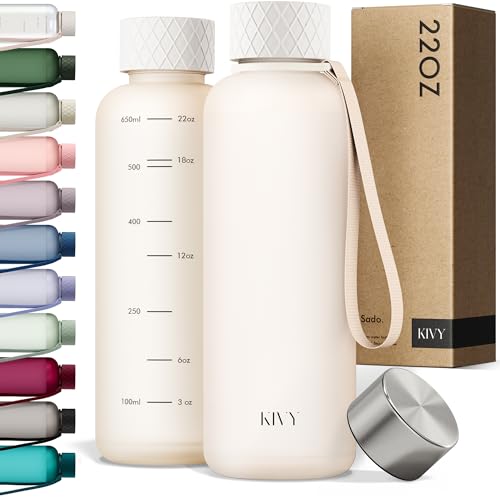 KIVY Slim Water Bottle 22oz Tritan - Lightweight & Shatterproof - BPA-Free - color: Beige White, size: 22oz