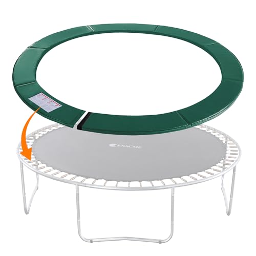 Exacme Trampoline Pad Replacement 16 15 14 13 12 10 8 Foot, Waterproof Safety Spring Cover Round Frame Pad, No Hole for Pole - color: Green, size: Fit 10FT Frame Only, style: With Opening Design