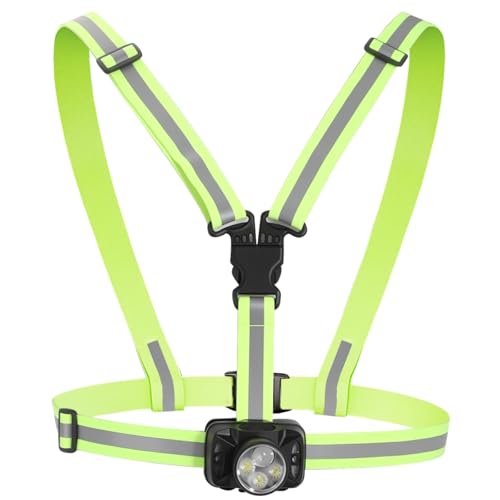 Running Chest Light for Runners, Rechargeable Lamp with Reflective Vest Straps, 35-550 Lumens Adjustable Beam, 6 Modes, 90° Angle Adjustable Night Running Gear for Walking Jogging Hiking