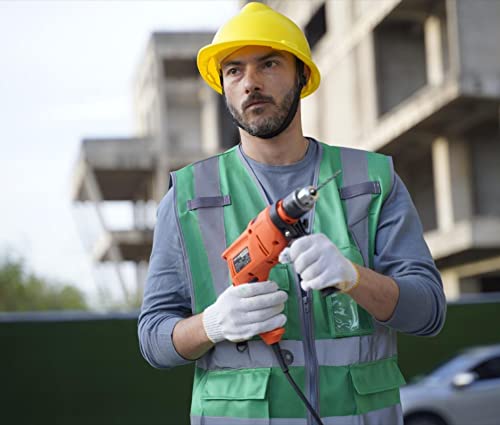 Dazonity High Visibility Safety Vest with Multi Pockets and Zipper, 2XL,Reflective Strips, Fit for Men & Women, Work, Construction,Cycling, Runnning, Surveyor, Volunteer (Greeen-2XL) - color: Greeen-2xl