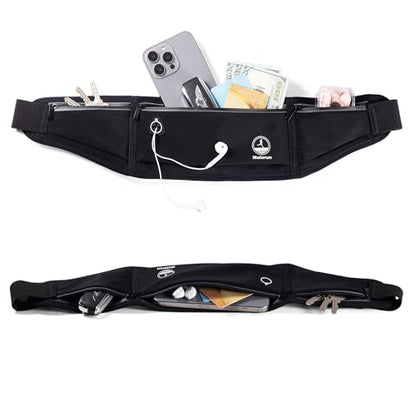 Slim Running Belt Phone Holder Fanny Packs for Women Men - Black - color: T Black
