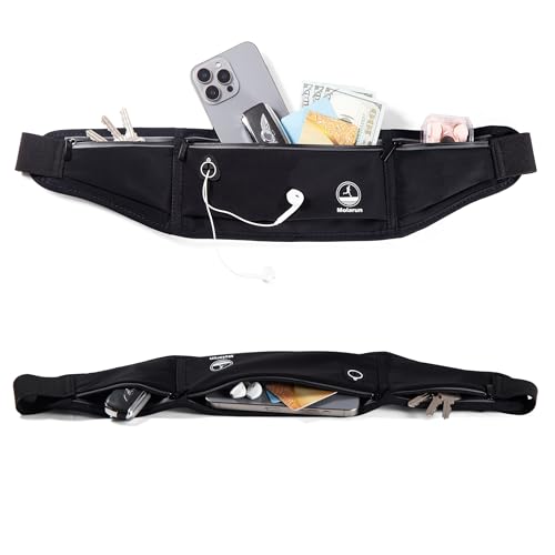Slim Running Belt Fanny Pack, Phone Holder Waist Pack Money Belt - Black - color: Black