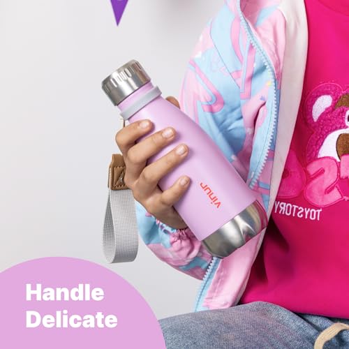 Kids Water Bottle-9 oz Leak Proof Insulated Water Bottle with Carry Rope - color: Purple, size: 9 Ounces
