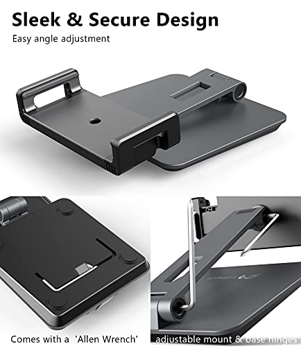iPad Holder Stand, Heavy Aluminum Alloy Multi-Angle Foldable Tablet Stand Holder for 4.7''- 13'' Screen Surface Pro Series, iPad Series, Pro, Mini, Air, Samsung Galaxy Tabs and More (Dark Grey) - color: Dark Grey