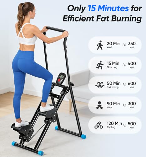 3-Level Adjustable Cardio Stair Stepper for Home, Folding Vertical Stair Stepper with Non-Slip Pedals & LCD Monitor, Portable Stair Stepper with Resistance & Handlebar, Supports 350 LBS, Unisex - size: Basic